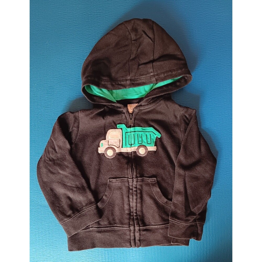 Jacket 18 Months Carters Sweatshirt Zip black with truck baby boys